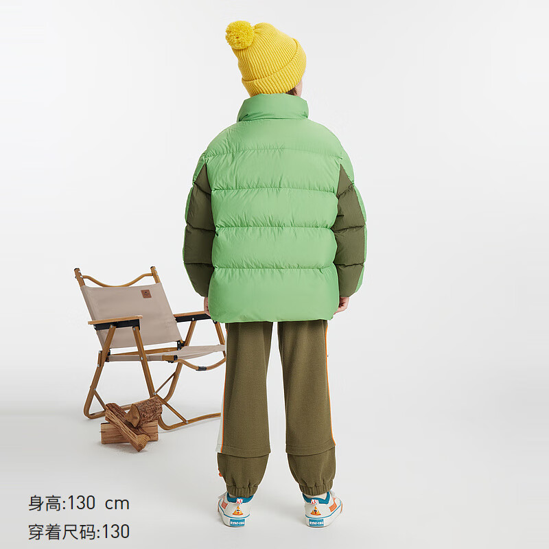 MQD三防抗菌绒儿童立领羽绒服松绿/黑色