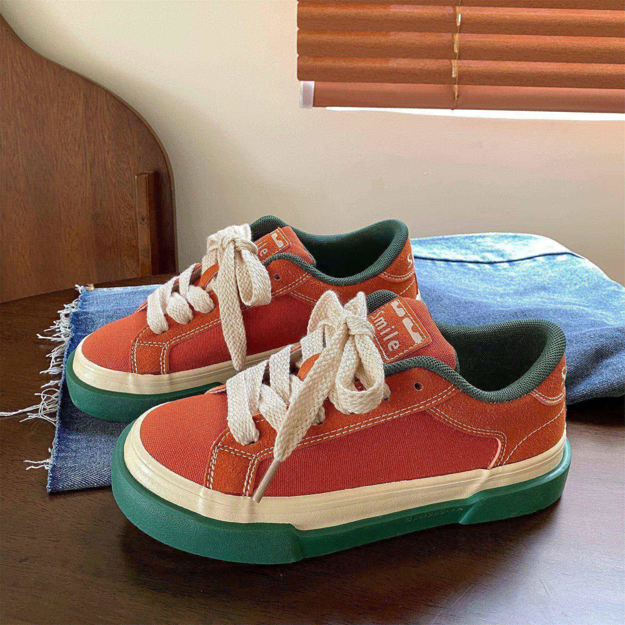 涵酷裔春秋小众鞋子女ins潮百搭超火帆布鞋休闲复古原创设计板鞋 萝卜