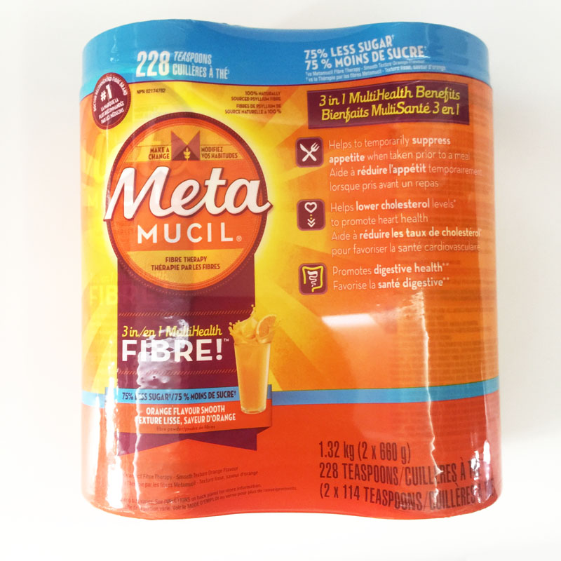 Metamucil加拿大Meta Mucil美达施素粉 橙子味662gX2 662g一瓶装 桔色