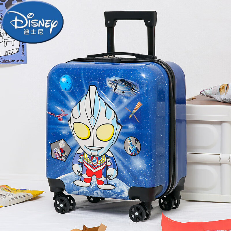 迪士尼（Disney）兒童行李箱男孩拉桿箱小學(xué)生密碼箱男童小孩女孩皮箱歲歲旅游 3D深藍(lán)奧特 18寸