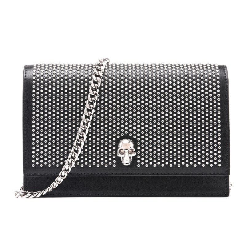 亚历山大麦昆(alexander mcqueen)女士柳钉骷髅头单肩包女包6130881