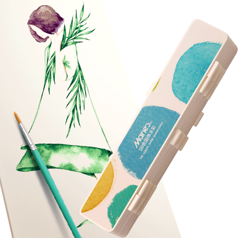 ��ȫ���ͼۡ�����(Marie's)����ˮ������58ɫ ��ѧ�߱�Я�۵���װˮ�� ѧ����ͯ�滭����Ũ��ˮ�ʾ�������RC2741-58����д��