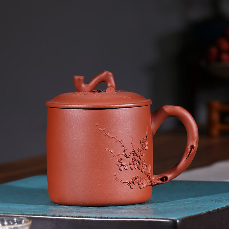 宜兴紫砂杯 原矿朱泥【梅花赞杯】工艺美术师 吴俊