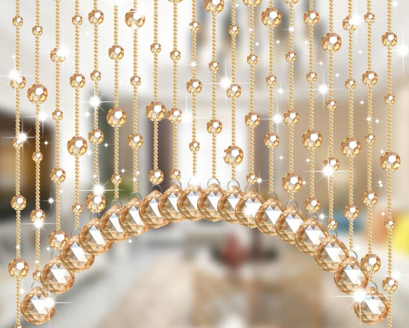 珠帘水晶窗帘成品网红卧室门帘香槟色满穿厕所卫生间隔断玄关客厅阳台