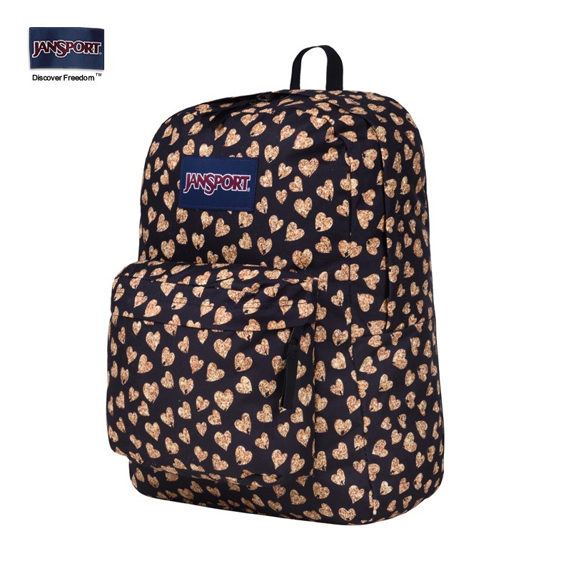 JANSPORT杰斯伯双肩包男女清新森系花色背书包\/裁切不同花纹会不一致 T5013CN豹纹爱心-无侧袋无隔层
