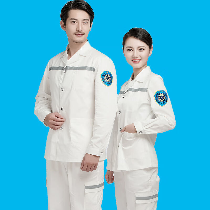 急救中心工作服男长短袖分体套装医生护士女急诊社区卫生服 女 白色