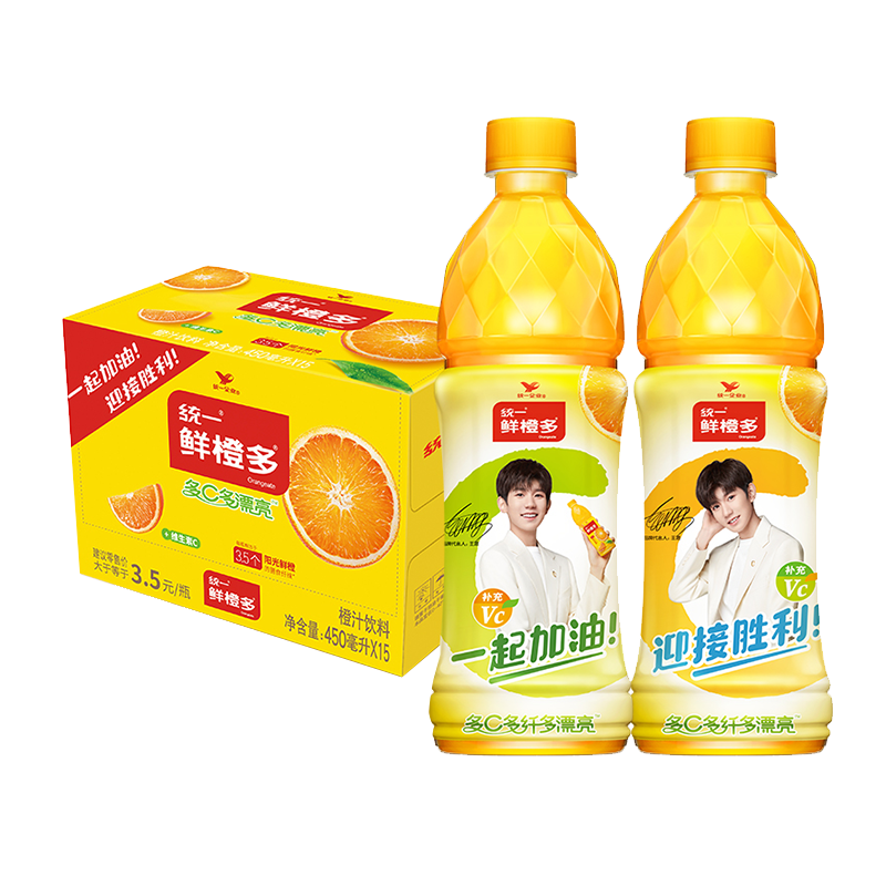 Uni-President 统一 鲜橙多 鲜橙多 橙汁饮料 450ml*15瓶