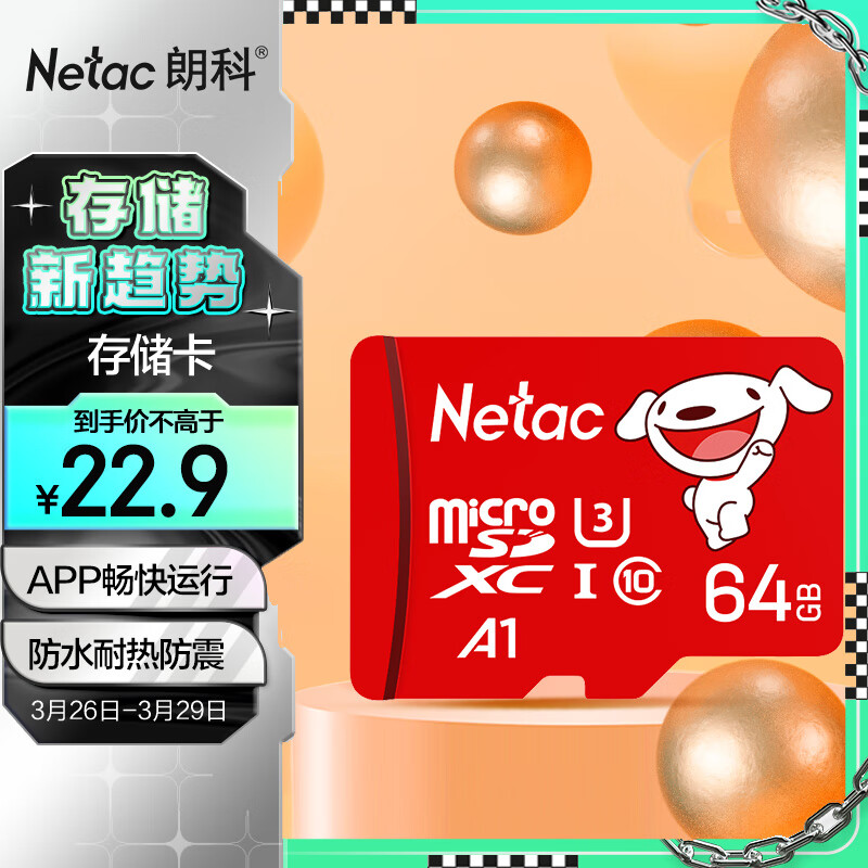 Netac 朗科 JOY联名款 Micro-SD存储卡 64GB（UHS-I、U3、A1）