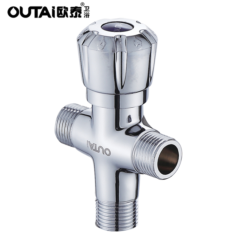 欧泰(outai)黄铜加厚三通角阀 一进二出冷热水阀门开关三角阀ot-3341