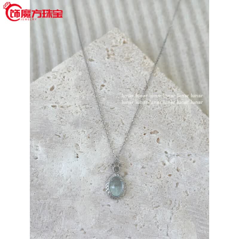 观菩阁蓝宝石项链Lunar月亮的海透吊坠宫廷通体s92 银色(现货)