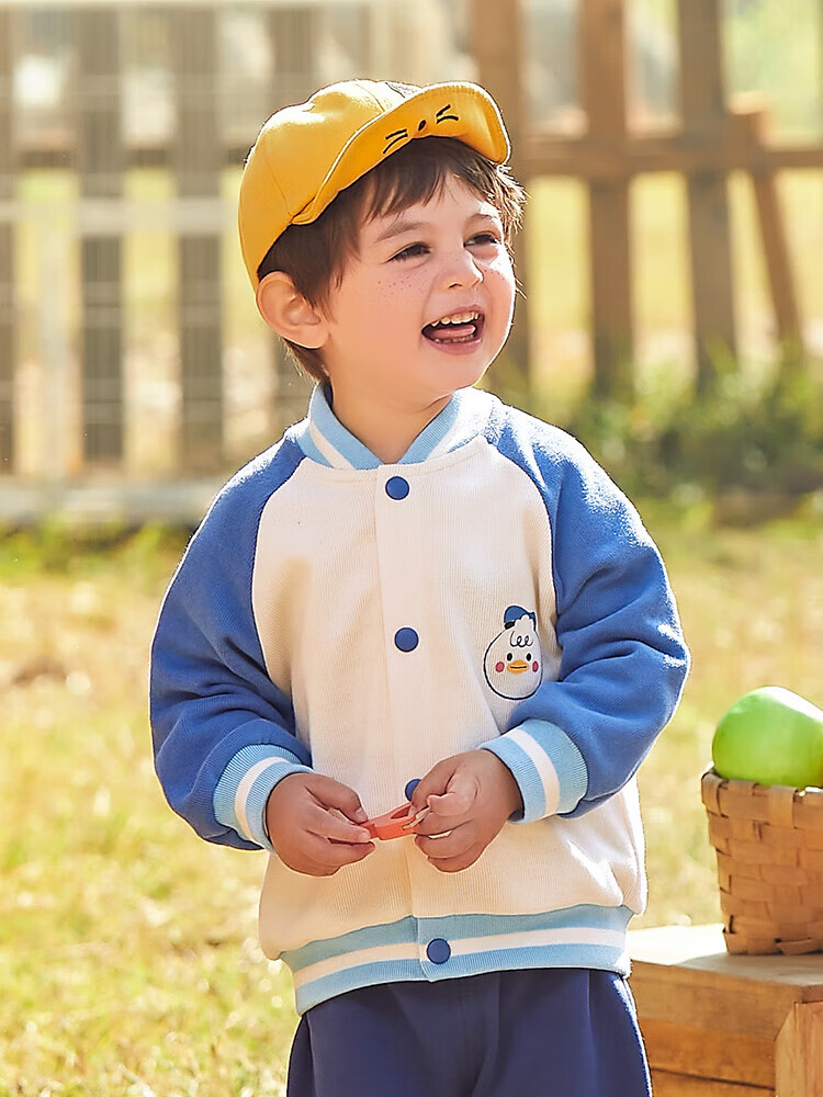 懿琪宝贝宝宝外套春秋男童棒球衣服插肩袖女童童装春季儿童春装婴 蓝色 100cm属于什么档次？