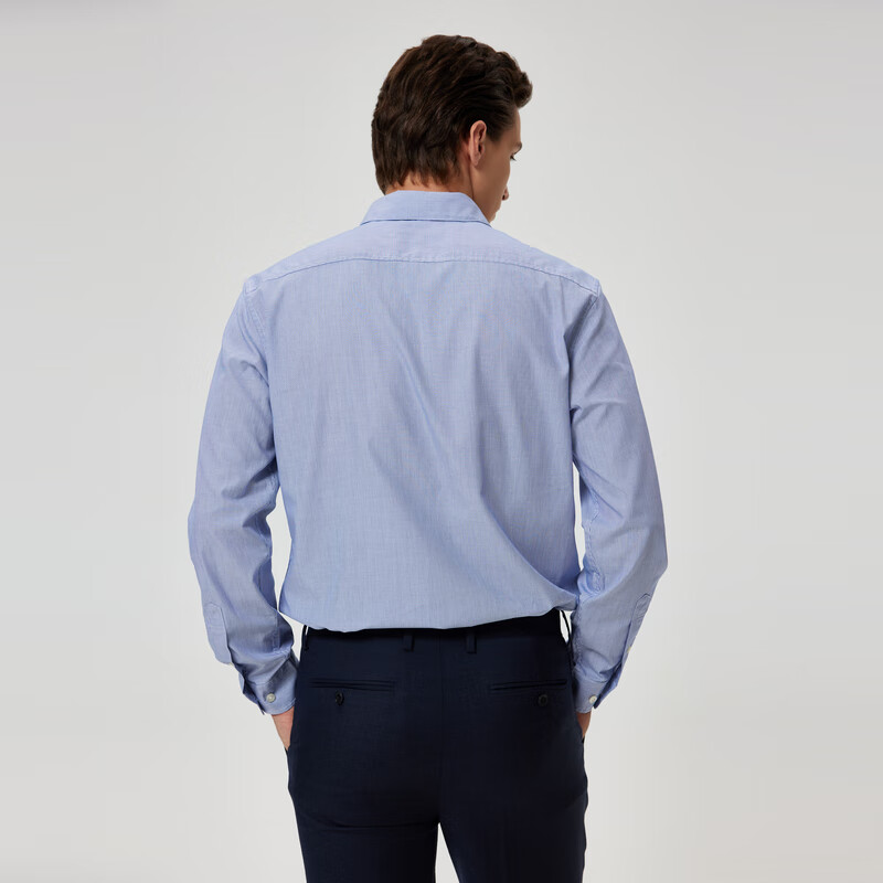 Scofield【新疆棉】男士25年新款春季条纹商务通勤简约长袖衬衫 蓝色 XL 180