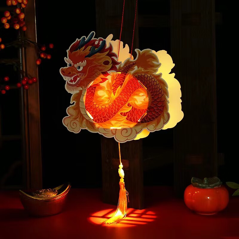新思力手工灯笼制作材料小学生半成品龙年春节花灯提灯国潮新年龙灯
