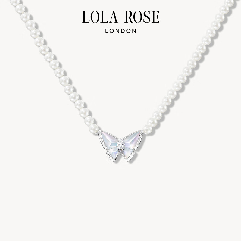 LOLA ROSE罗拉玫瑰Butterfly蝴蝶系列白母贝白水晶女士项链生日礼物女生 蝴蝶系列贝珠项链