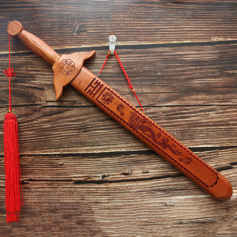 剑道士的桃木剑道家法器挂件婴儿木剑宝剑客厅摆件 70cm朱砂七星剑 70