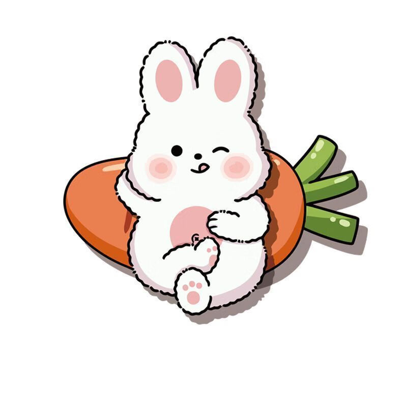 卡通兔子门贴纸遮丑补洞冰箱柜子墙贴画创意自粘 兔个开心白底中号30*