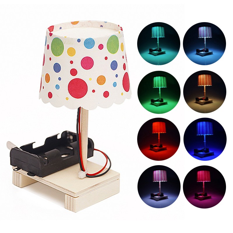 手工制作小台灯diy科学小实验创意科技学生 变色diy台灯【灯罩随机】