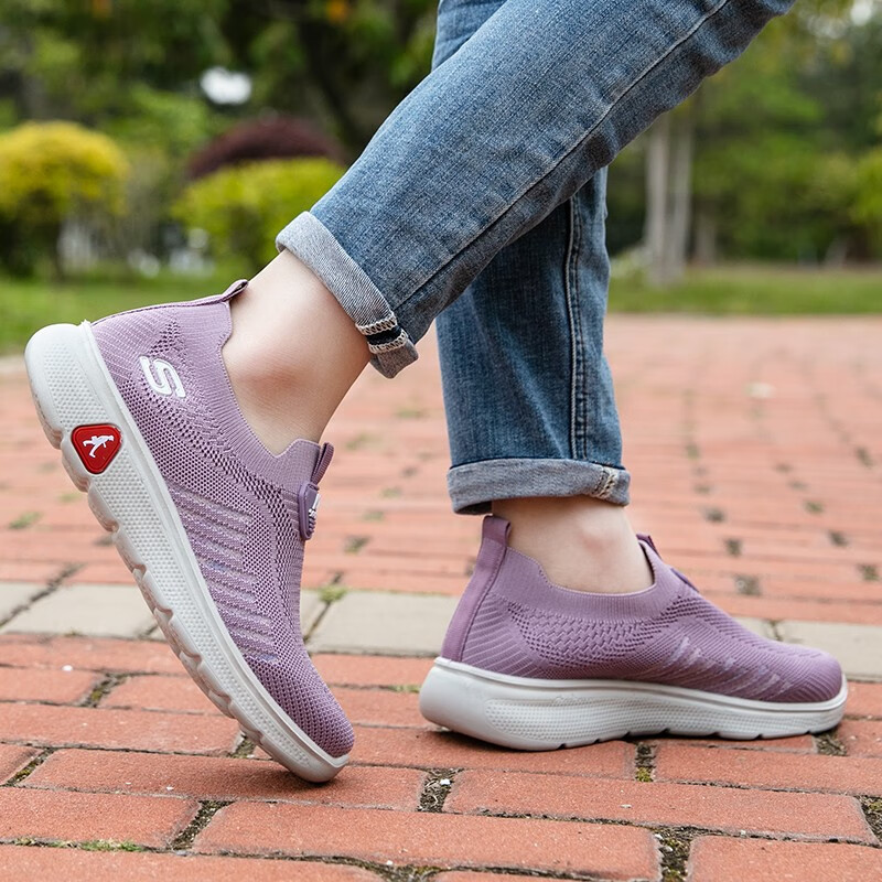 足力健老人鞋夏季新款轻便透气妈妈鞋女中老年软底休闲健步鞋子男