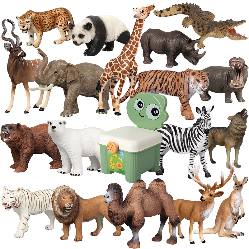 历史低价！男女儿童仿真动物模型套装，18件动物完美呈现野生世界|儿童仿真动物玩具历史低价查询