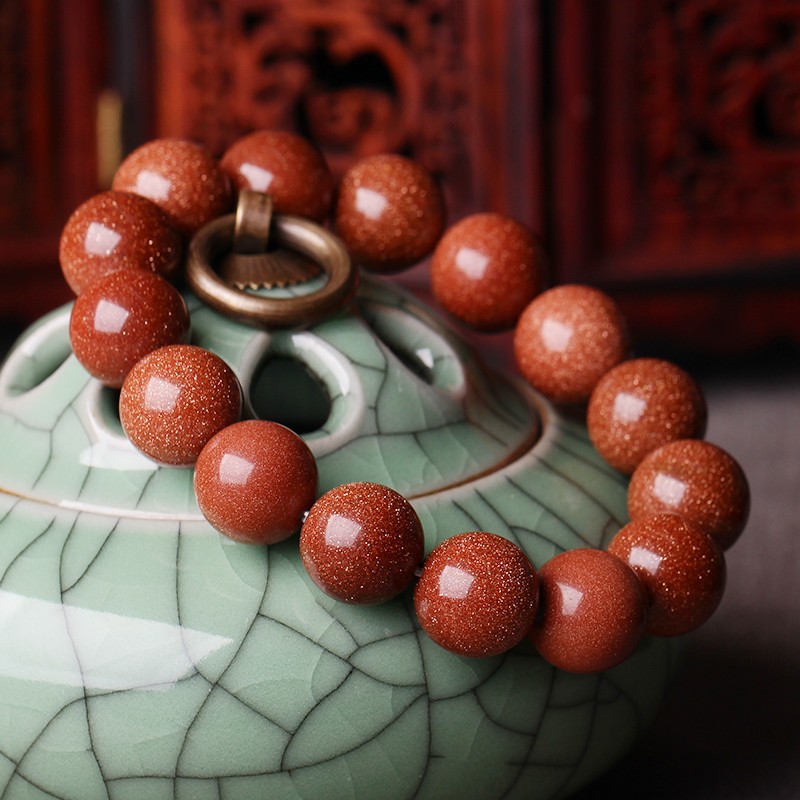 金石通 金沙石手链 水晶手串 男女款 金星石手串饰品 转运珠生日礼物