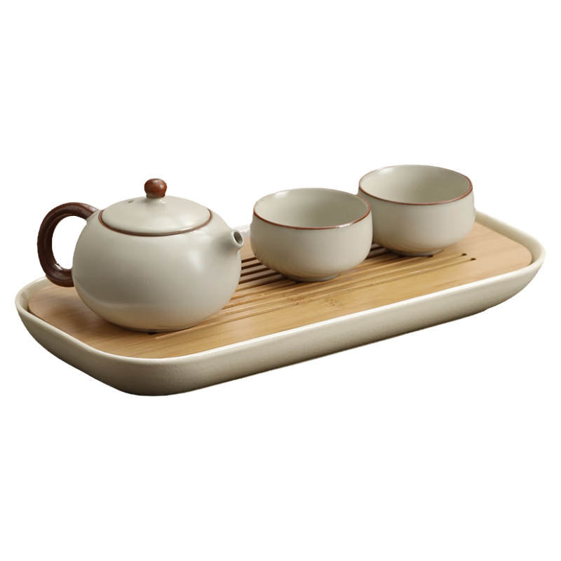 尚言坊汝窯功夫茶具整套帶茶盤一人用陶瓷高檔家用泡茶茶杯茶壺器具套裝