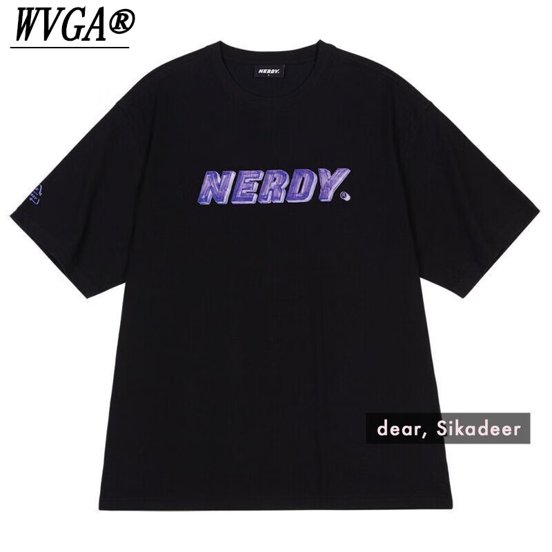 wvgawvga 韩国潮牌nerdy印花字母短袖t恤女潮牌上衣情侣学院风22新
