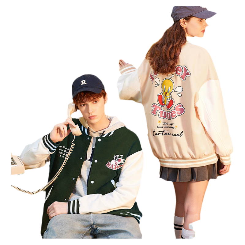 唐獅情侶外套秋季新款男女棒球服春秋情侶裝潮 女款/霧霾粉 M