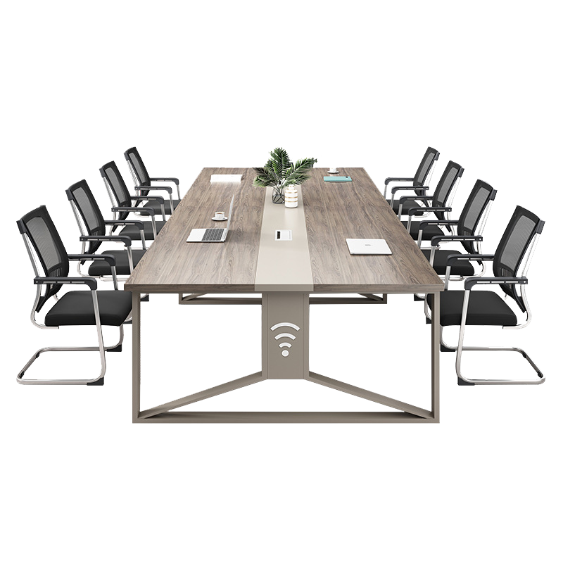 洛来宝钢木会议桌长桌洽谈桌培训桌板式长方形会议桌2800*1300*750mm