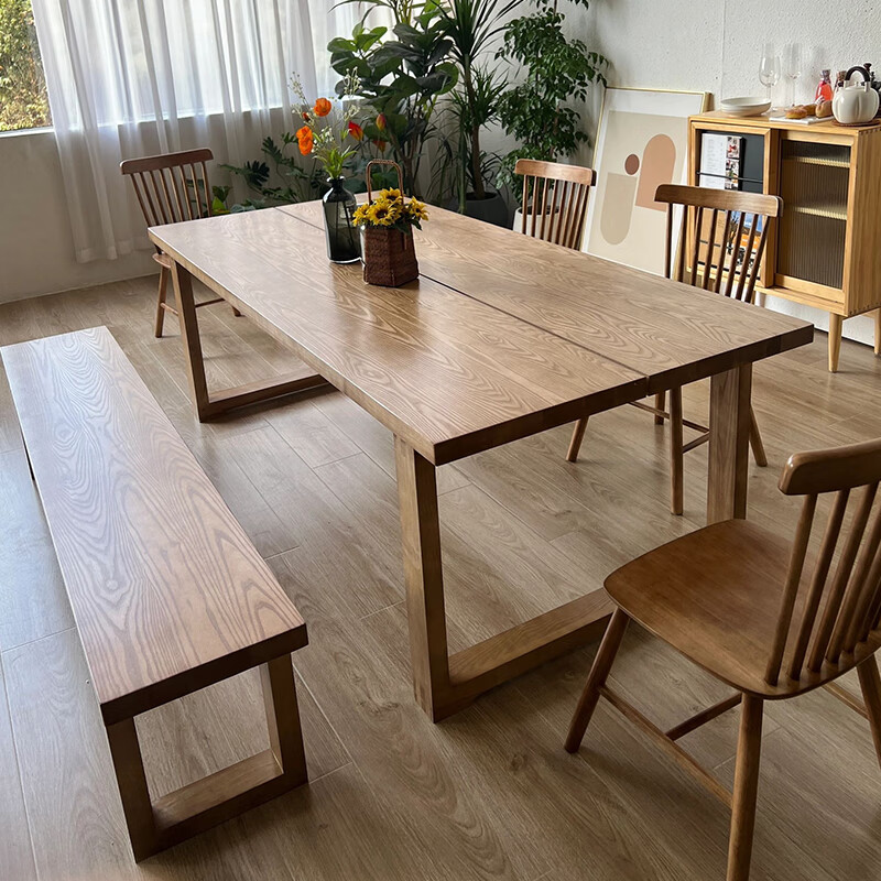 古梵枫实木餐桌面板白蜡木板定制大板原木风餐桌书桌碳化实木板桌板 白蜡木定制