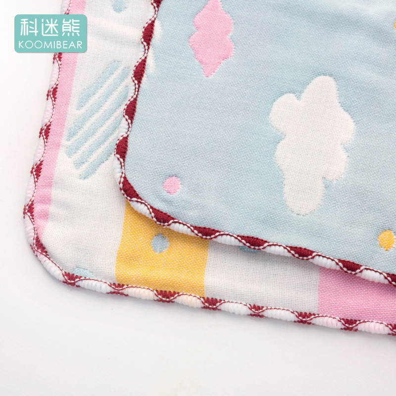 科迷熊（KOOMIBEAR)婴儿纱布口水巾宝宝洗脸毛巾儿童手帕小方巾 随机3条装