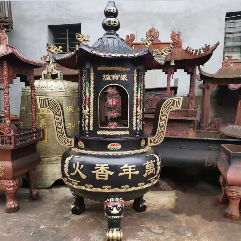 寺庙烧金纸炉特大号生铁室外化宝炉超大号道观宗祠定制纯铜经炉 黑色