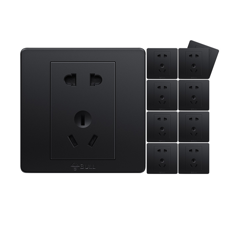 公牛(bull) 开关插座 g07系列 10a五孔插座 86型面板g07z223 皓钻黑