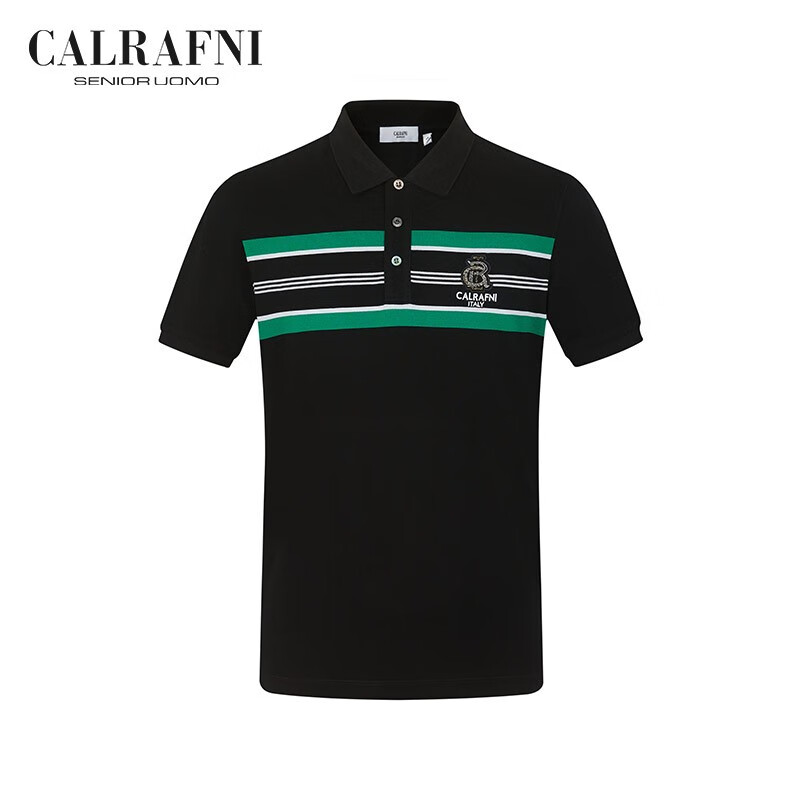 calrafni丨卡尔拉费尼轻奢男装男士polo衫品牌logo刺绣条纹短袖夏装
