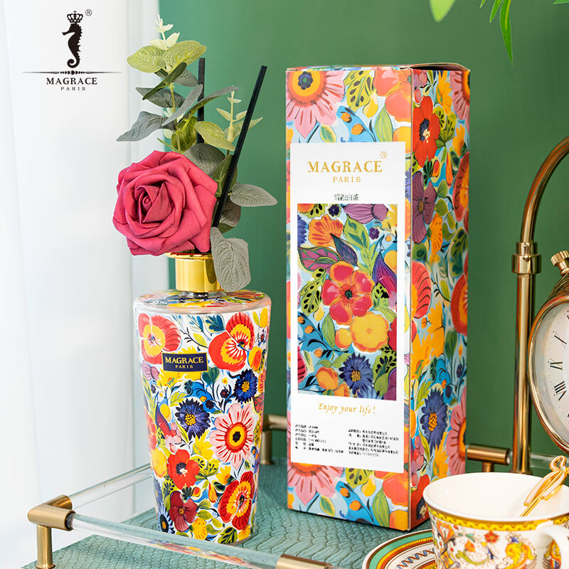 MAGRACE马芮诗家用香薰 雪浸玫瑰雪融白茶香薰礼盒家居日用卧室客厅香氛 雪融白茶香薰礼盒