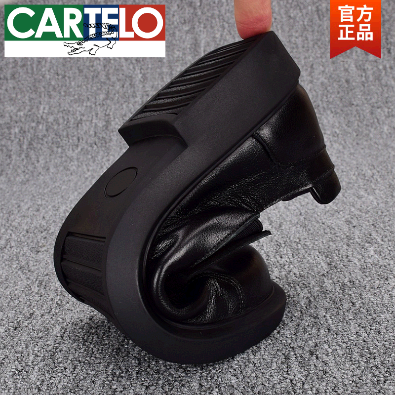 卡帝乐鳄鱼（CARTELO）真皮时尚男士皮鞋2026新款套脚百搭商务休闲鞋一脚蹬男鞋大码 黑色 37