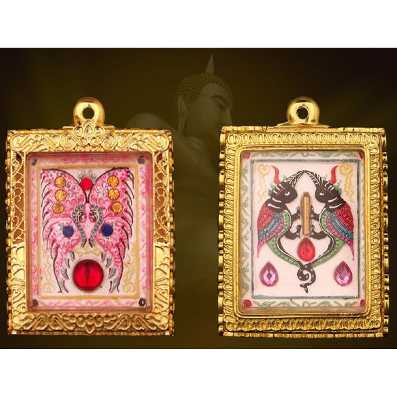 锦鼎泰国佛牌蝴蝶燕通挂绳男女 项链链子吊坠佛系牌手链子佛牌壳 粉色