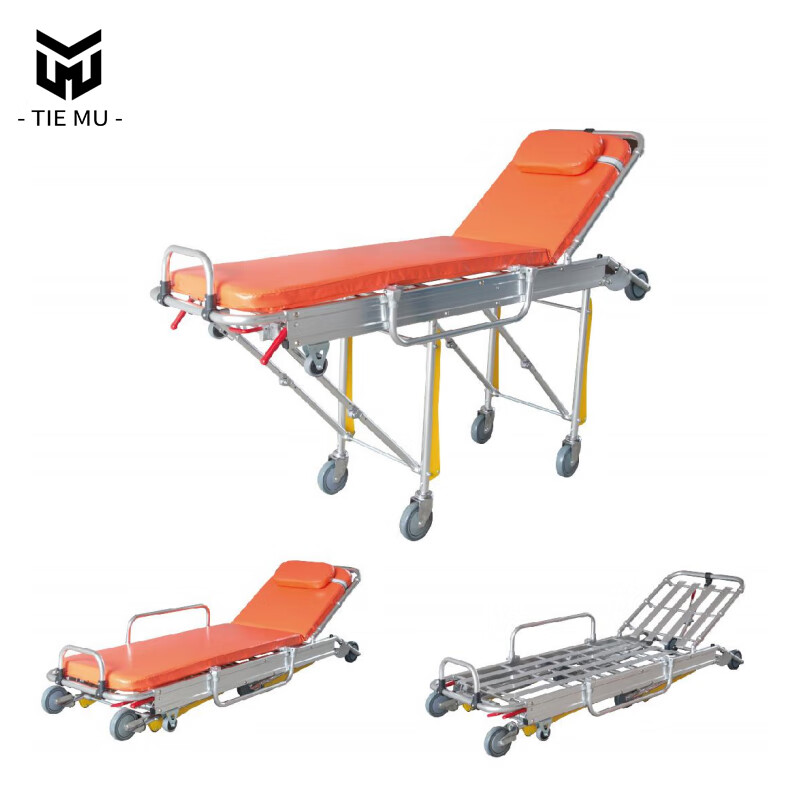铁穆 担架车 病人急救床担架车救护担架床 自动上车担架-宽边单轮