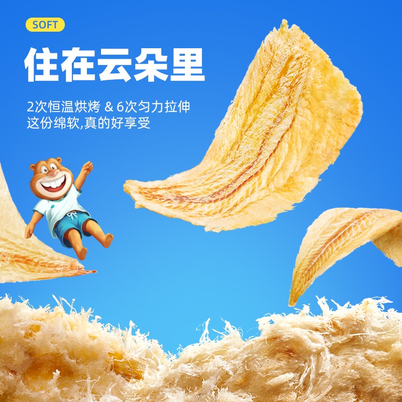 海狸先生 香烤鳕鱼片  孕妇办公室海鲜零食大连特产烤鱼片香鱼片即食 4袋*45g