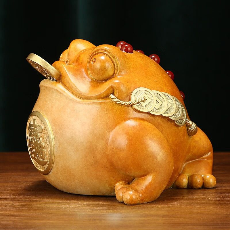 吉善堂全铜金蟾蜍招财摆件三足金蝉客厅书房办公室桌面装饰品商务礼品