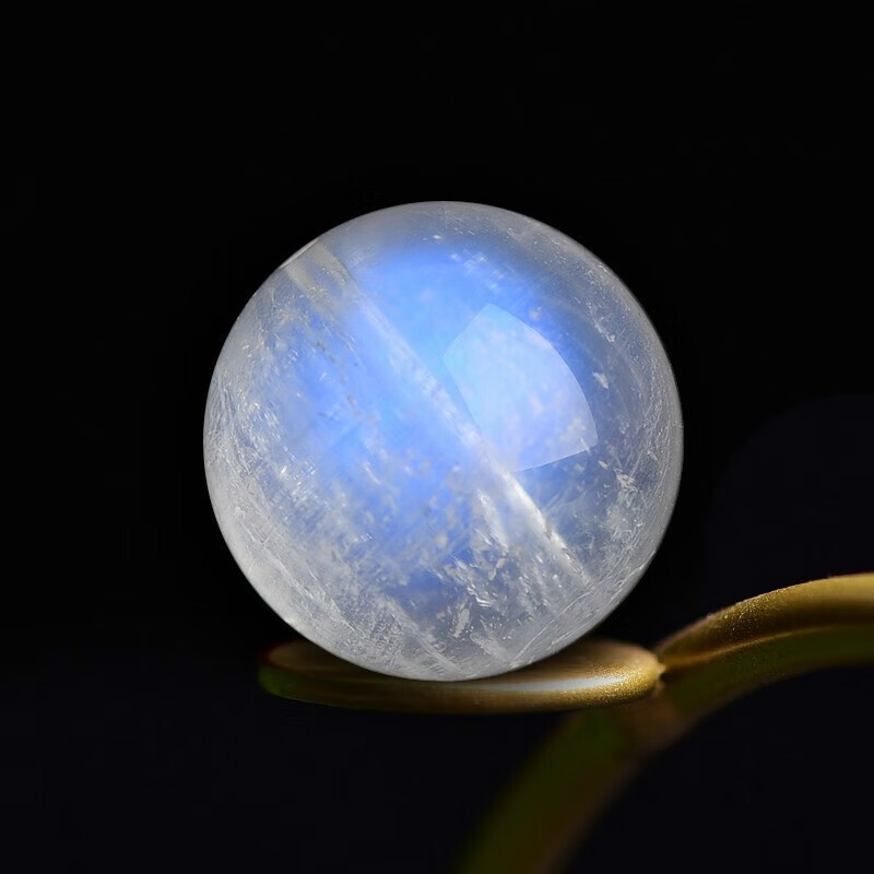 歌盼 蓝月光石散珠圆珠 斯里兰卡7a级冰种强白蓝光单颗水晶手串配珠 7