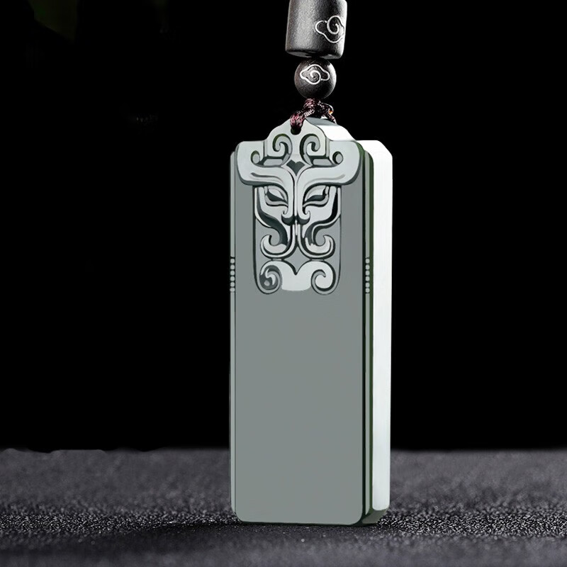 迎淇轩和田玉饕餮吊坠男饕餮纹平安无事玉牌新疆细料玉坠