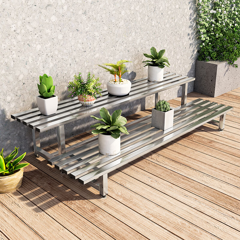 山头林村花盆架不锈钢铁架 不锈钢花架阳台花架铁艺阶梯单层落地式