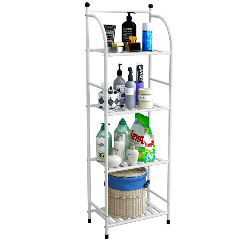 蜗家 置物架落地铁艺浴室角架卫生间卧室多层厨房收纳储物架层架脸盆架收纳架 四层白色【长34宽29高112cm】