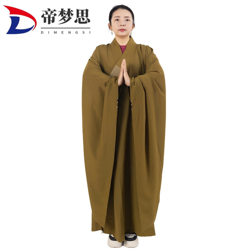 帝梦思墨绿色广袖海居士海青僧服和尚出人僧衣薄款男款橄榄绿 橄榄绿