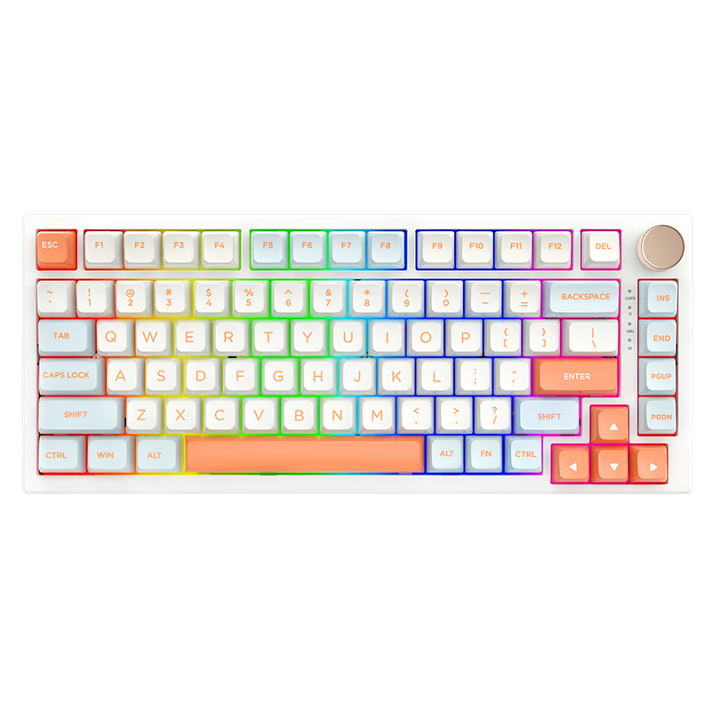 VGN N75 幻彩版 82键 有线机械键盘 果冻橙 动力银轴 RGB