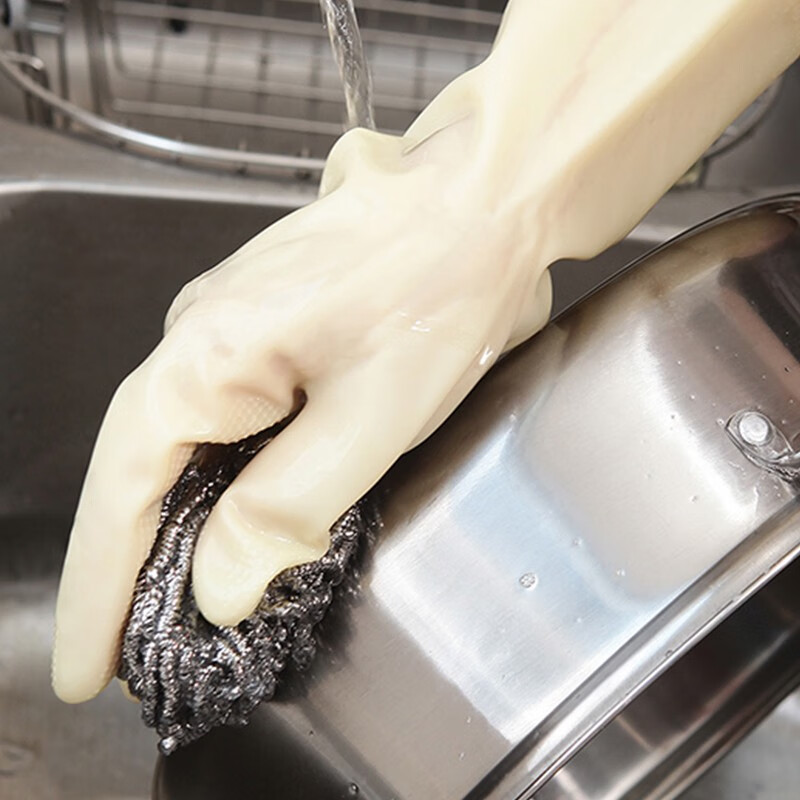 克林莱进口橡胶手套常规款天然橡胶手套家务厨房手套护肤洗碗洗衣服手套 L码/1副装