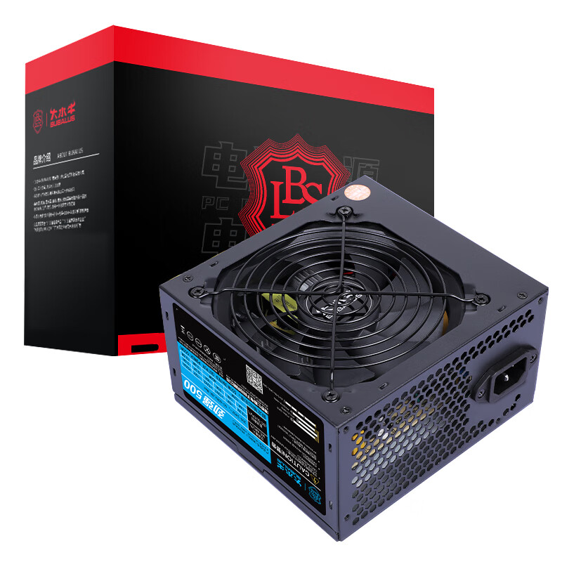 大水牛（BUBALUS）额定500W 劲强500台式电脑主机电源（主动式PFC/12CM风扇/智能温控/支持背线/宽幅电压）