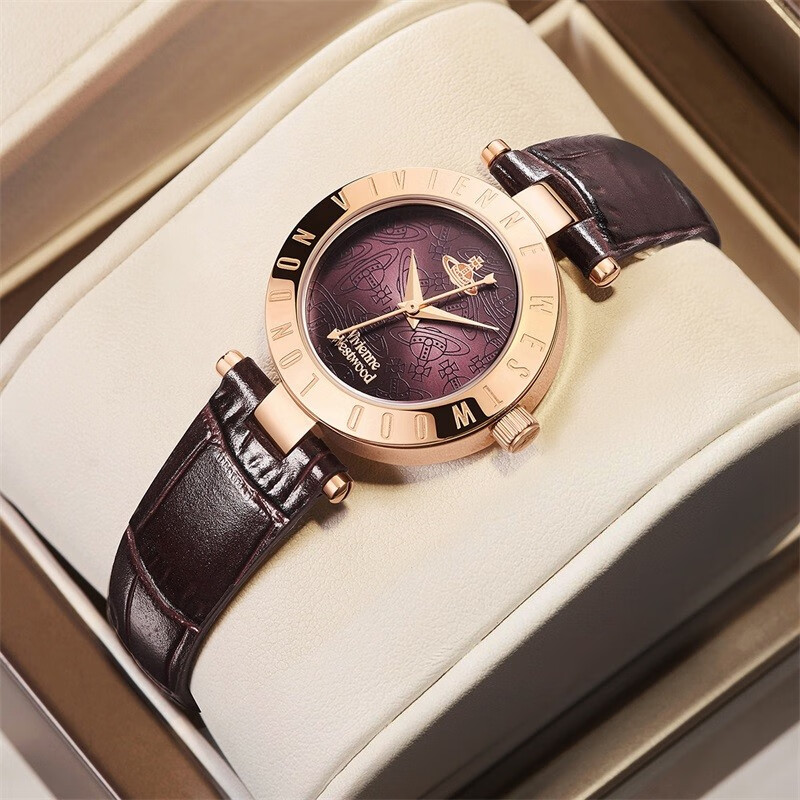 Vivienne Westwood西太后手表女士复古皮带女腕表女生日节日礼物圣诞礼物新年跨年 复古静谧紫 VV092BRBR 28mm