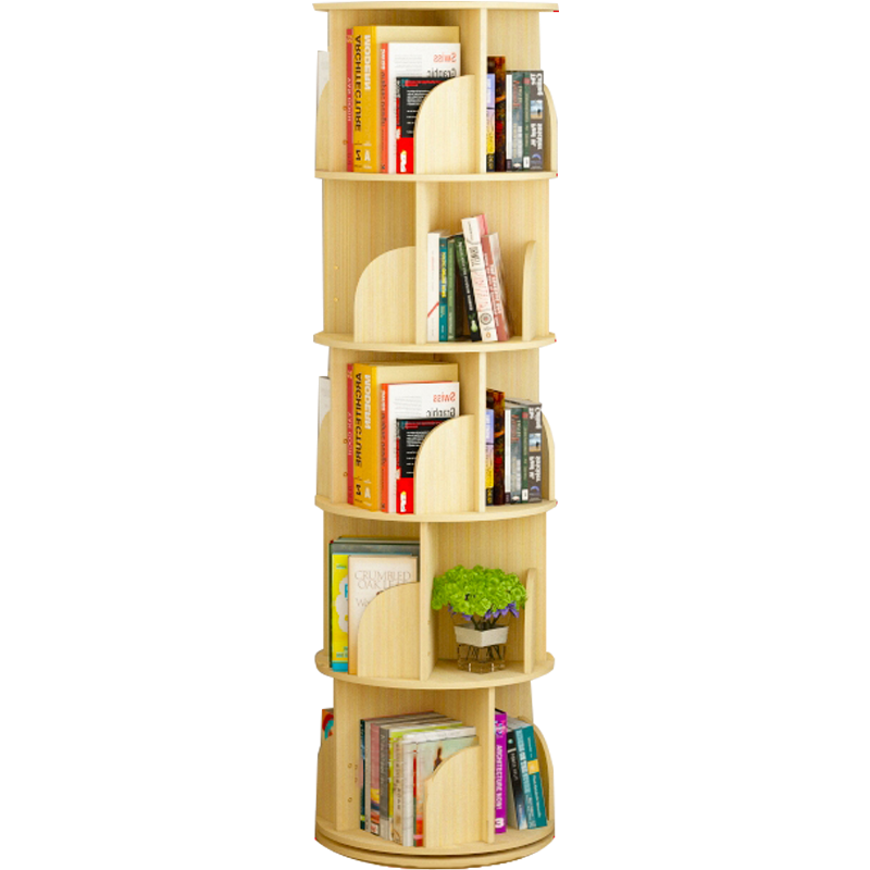 慧乐家 书柜书架 旋转杂志绘本收纳书橱学生书房简约落地置物五层书柜 44宽