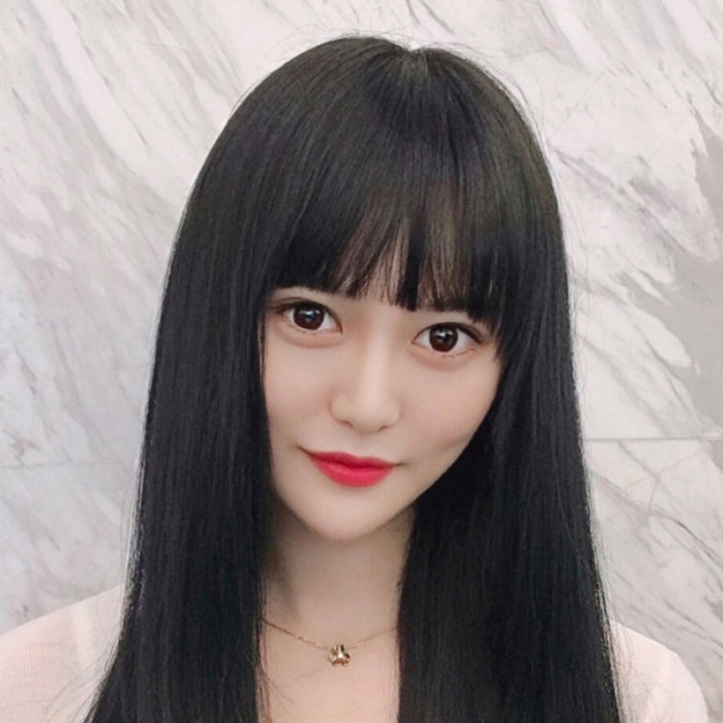 唐妮 假发女长发网红漫画刘海假发套真人发丝长直发真发假发全头套ass
